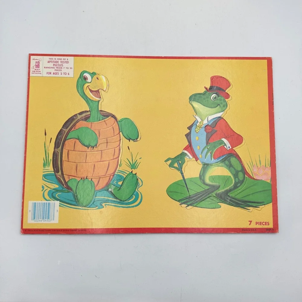Vintage Milton Bradley Aptitude Tested Puzzles Rooster Turtle‎ Frog Set of 2